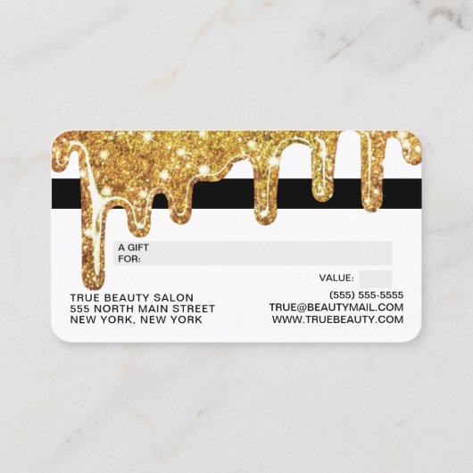 Wit Goud Chunky Glitter Dikke Druppels Gift Credit Visitekaartje (Achterkant)