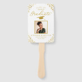 Wit Goud Confetti 2 Foto Afstuderen Handwaaier (Voorkant)