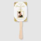 Wit Goud Confetti 2 Foto Rechten School Afstuderen Handwaaier (Voorkant)