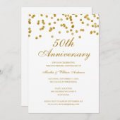 Wit & Goud Confetti 50ste Huwelijksjubileum Kaart (Voorkant / Achterkant)