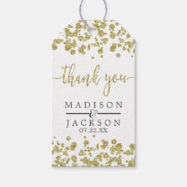 Wit & Goud Confetti bruiloft dank u Cadeaulabel