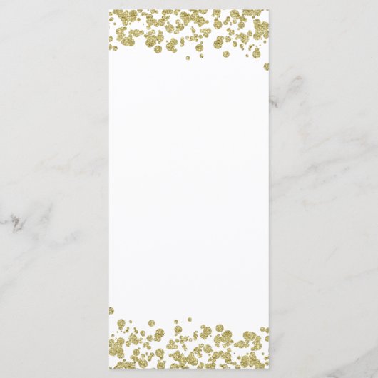 Wit & Goud Confetti Bruiloft Menu (Achterkant)