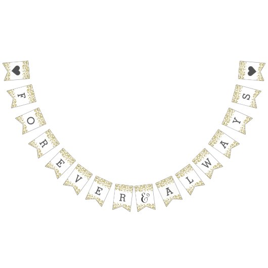 Wit & Goud Confetti bruiloft voor altijd Vlaggetjes (Alle)