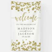 Wit & Goud Confetti Bruiloft Welkom Spandoek (Verticaal)