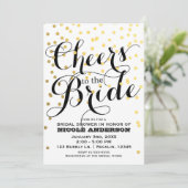 Wit & Goud Confetti Folie CHEERS Bruiloft Kaart (Staand voorkant)