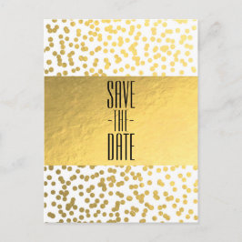 Wit & Goud Confetti Folie Glam Save the Date Aankondigingskaart