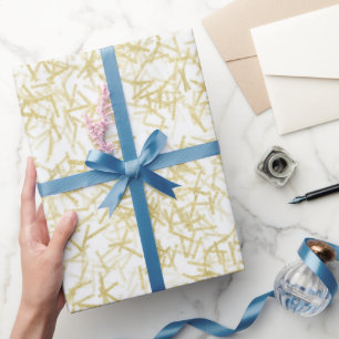 Wit Goud Confetti Muzieknoten Verjaardag Cadeaupapier