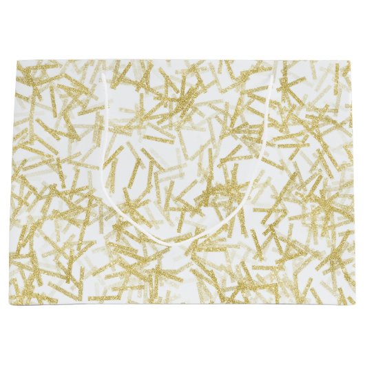 Wit Goud Confetti Muzieknoten Verjaardag Groot Cadeauzakje (Voorkant)