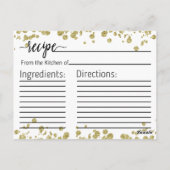 Wit & Goud Confetti Vrijgezellenfeest Recept Kaart (Achterkant)