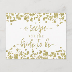Wit & Goud Confetti Vrijgezellenfeest Recept Kaart
