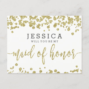 Wit & Goud Confetti Wil je mijn getuige zijn Kaart
