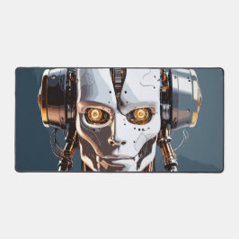 Wit Goud Cyborg Android Gezicht Science-Fiction Bureaumat
