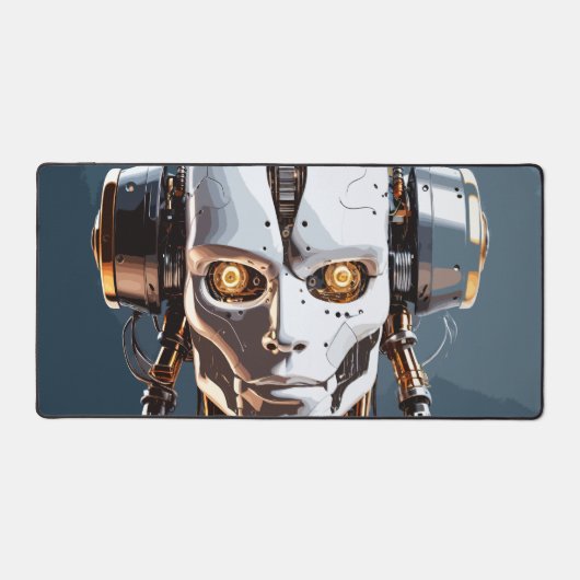 Wit Goud Cyborg Android Gezicht Science-Fiction Bureaumat (Voorkant)