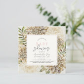 Wit & Goud Dahlia Bloemen Meisje Baby shower Kaart (Staand voorkant)