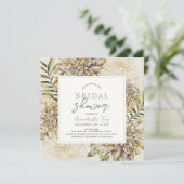 Wit & Goud Dahlia Bloemen Vrijgezellenfeest Kaart (Staand voorkant)