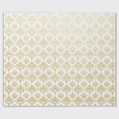 Wit Goud Damask Royal Wedding Bridal Cadeaupapier (Vlak)