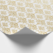 Wit Goud Damask Royal Wedding Bridal Cadeaupapier (Hoek)