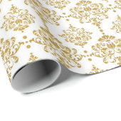 Wit Goud Damask Royal Wedding Bridal Cadeaupapier (Rol Hoek)