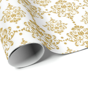 Wit Goud Damask Royal Wedding Bridal Cadeaupapier