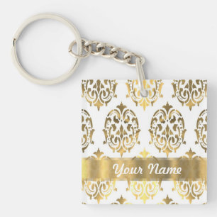 Wit & goud damast sleutelhanger