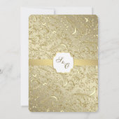 Wit & Goud Damast Uitnodiging (Achterkant)