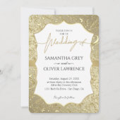 Wit & Goud Damast Uitnodiging (Voorkant)