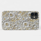 Wit Goud Decoratieve 3D Flora Bloemen Case-Mate iPhone Case (Achterkant (horizontaal))