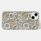 Wit Goud Decoratieve 3D Flora Bloemen Case-Mate iPhone Case (Achterkant (horizontaal))