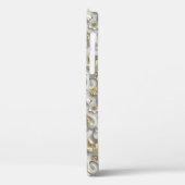 Wit Goud Decoratieve 3D Flora Bloemen Case-Mate iPhone Case (Achterkant / Links)