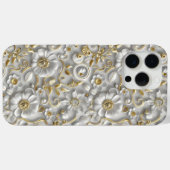 Wit Goud Decoratieve 3D Flora Bloemen Case-Mate iPhone Case (Achterkant (horizontaal))