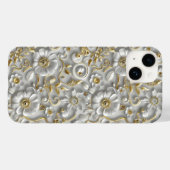 Wit Goud Decoratieve 3D Flora Bloemen Case-Mate iPhone Case (Achterkant (horizontaal))