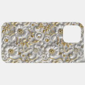 Wit Goud Decoratieve 3D Flora Bloemen Case-Mate iPhone Case (Achterkant (horizontaal))