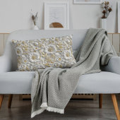 Wit Goud Decoratieve 3D Flora Bloemen Kussensloop