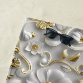 Wit Goud Decoratieve 3D Flora Bloemen Strandlaken (In situ)