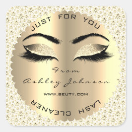 Wit Goud Diamant Glitter Lash Cleaner Square Vierkante Sticker