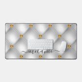 Wit Goud Diamant Tufted Aangepaste Naam Bureaumat (Keyboard & Muis)