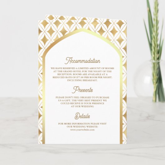 Wit Goud Diamanten Arch QR Code Moslim Bruiloft (Achterkant)