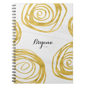 Wit & Goud Draai Rozen Modern Dagboek Notitieboek