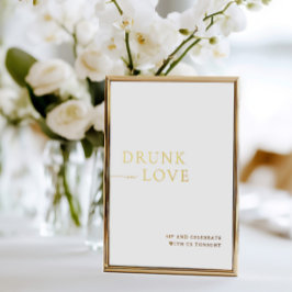 Wit & Goud Dronken van Liefde Trouw Bar Bord Folie Uitnodiging