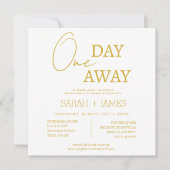 Wit & Goud Een dag weg Repetitie Diner Trouwen Kaart (Voorkant)