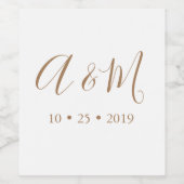 Wit Goud Elegant Monogram Bruiloft Wijn Label Etiket (Enkel label)