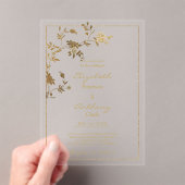 Wit goud elegante bloemen luxe bruiloft acryl uitnodigingen (Insitu (Draagbaar))