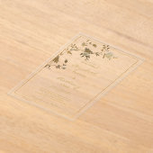 Wit goud elegante bloemen luxe bruiloft acryl uitnodigingen (Laagn)