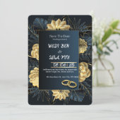 Wit & Goud Elegante Huwelijksuitnodiging Kaart (Staand voorkant)