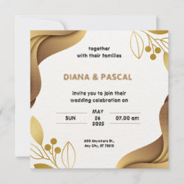 Wit Goud Elegante Minimalistische Huwelijksuitnodi Kaart