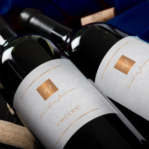 Wit goud elegante moderne gepersonaliseerde naam s wijn etiket