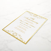 Wit Goud Elegante Swirl 50ste bruiloft Jubileum Folie Uitnodiging (Gedraaid)