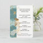 Wit Goud en Blauwe Engel Kerstprogramma Feestdagenkaart (Staand voorkant)