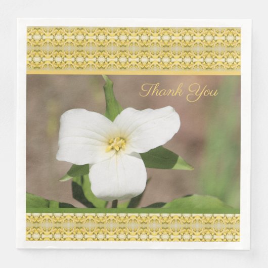Wit Goud en Groen Trillium Papier servetten (Voorkant)