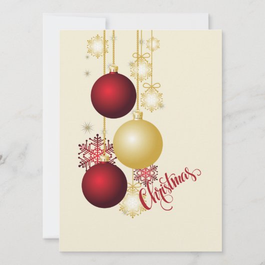 Wit, Goud en Rood Kerstfeest Kaart (Achterkant)